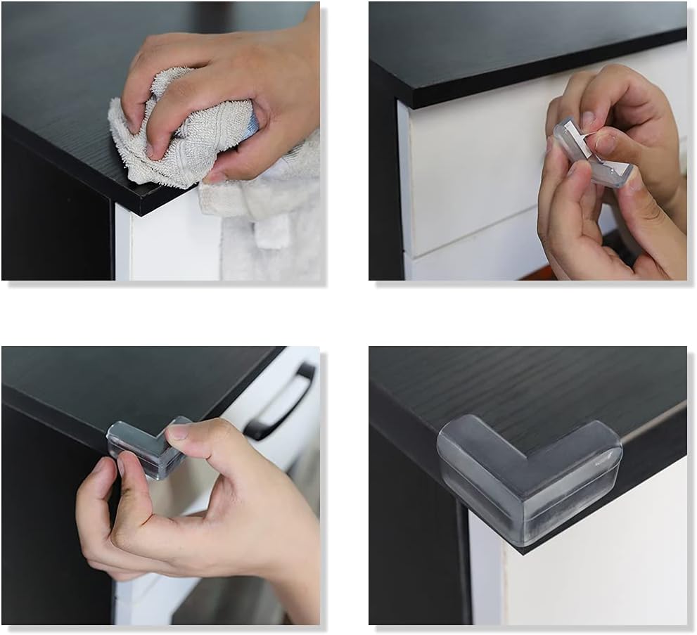 ‎TS Corner Guards (6 Pack) Clear Protectors | High Resistant Adhesive Gel Best Baby Proof Stop Child Head Injuries Tables, Furniture & Sharp Corners Proofing