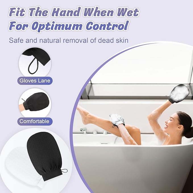 Exfoliating Mitt for Body Scrub Exfoliator Glove Revive Glow Keesa Exfoliating Glove Exfoliate Bath Korean Deep Exfoliating Gloves for Shower Dead Skin Remover Scrubber Exfoliation