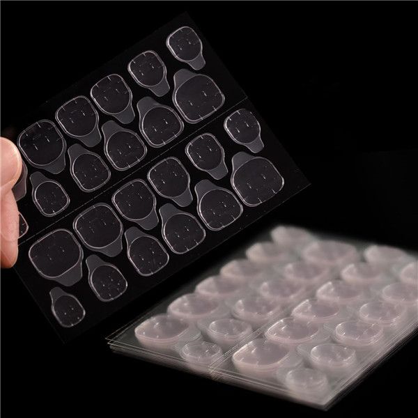 (10 Sheets/240 Counts) Adhesive Tabs Waterproof Breathable Glue Tabs Double-Sided Nail Jelly Sticker Super Sticky Fake Nail Glue Stickers Transparent Flexible for Manicure