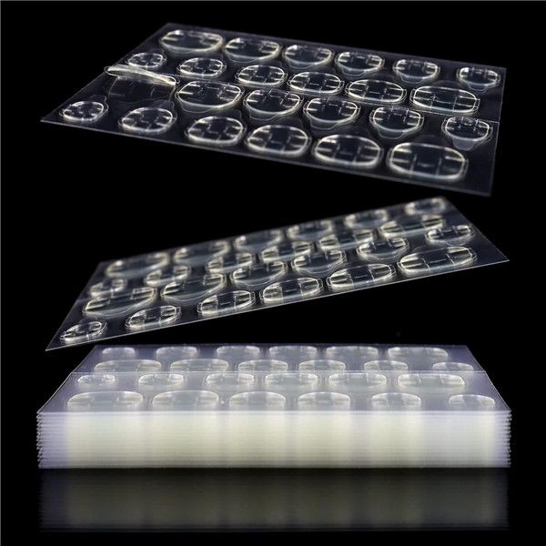 (10 Sheets/240 Counts) Adhesive Tabs Waterproof Breathable Glue Tabs Double-Sided Nail Jelly Sticker Super Sticky Fake Nail Glue Stickers Transparent Flexible for Manicure