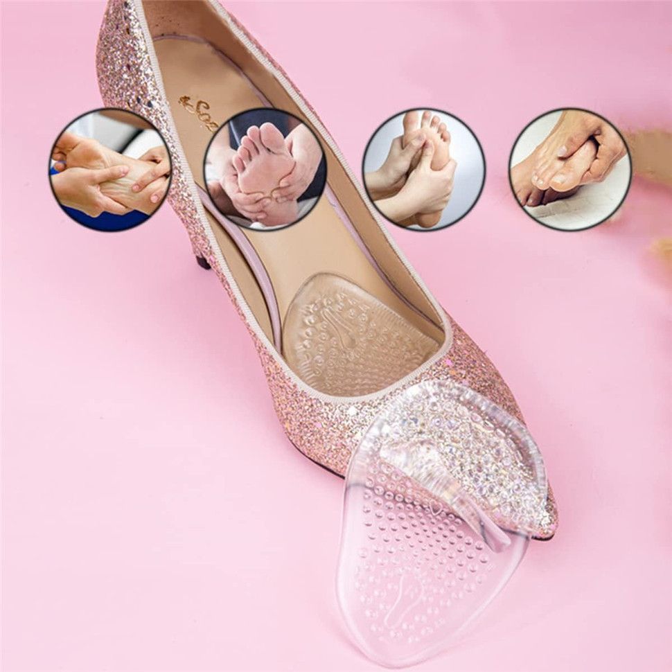 1 Pair High Heel Inserts Gel Insoles for Women, Soft Foot Pads Ball Foot Cushions for Foot Pain Relief and Comfort Shoe Inserts Feet Protectors