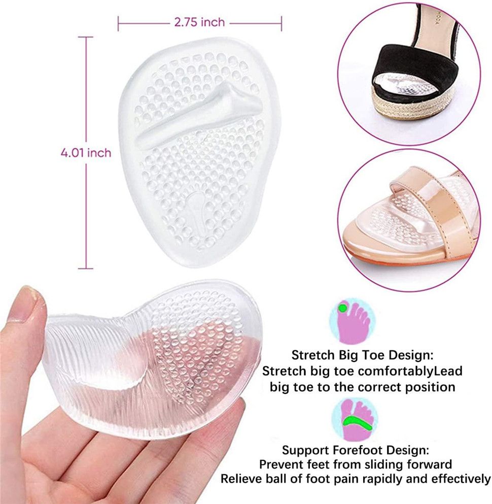 1 Pair High Heel Inserts Gel Insoles for Women, Soft Foot Pads Ball Foot Cushions for Foot Pain Relief and Comfort Shoe Inserts Feet Protectors