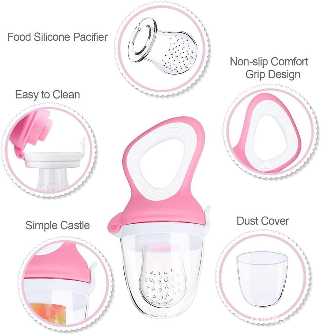 2 Pcs Baby Food Pacifier Feeder With 3 Replacement Silicone Pouches Fresh Fruits Nipple Teether Toy For Toddlers Infant