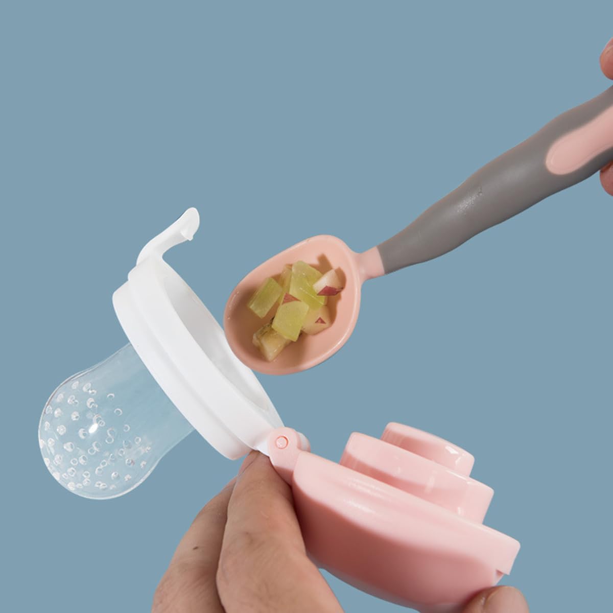 2 Pcs Baby Food Pacifier Feeder With 3 Replacement Silicone Pouches Fresh Fruits Nipple Teether Toy For Toddlers Infant
