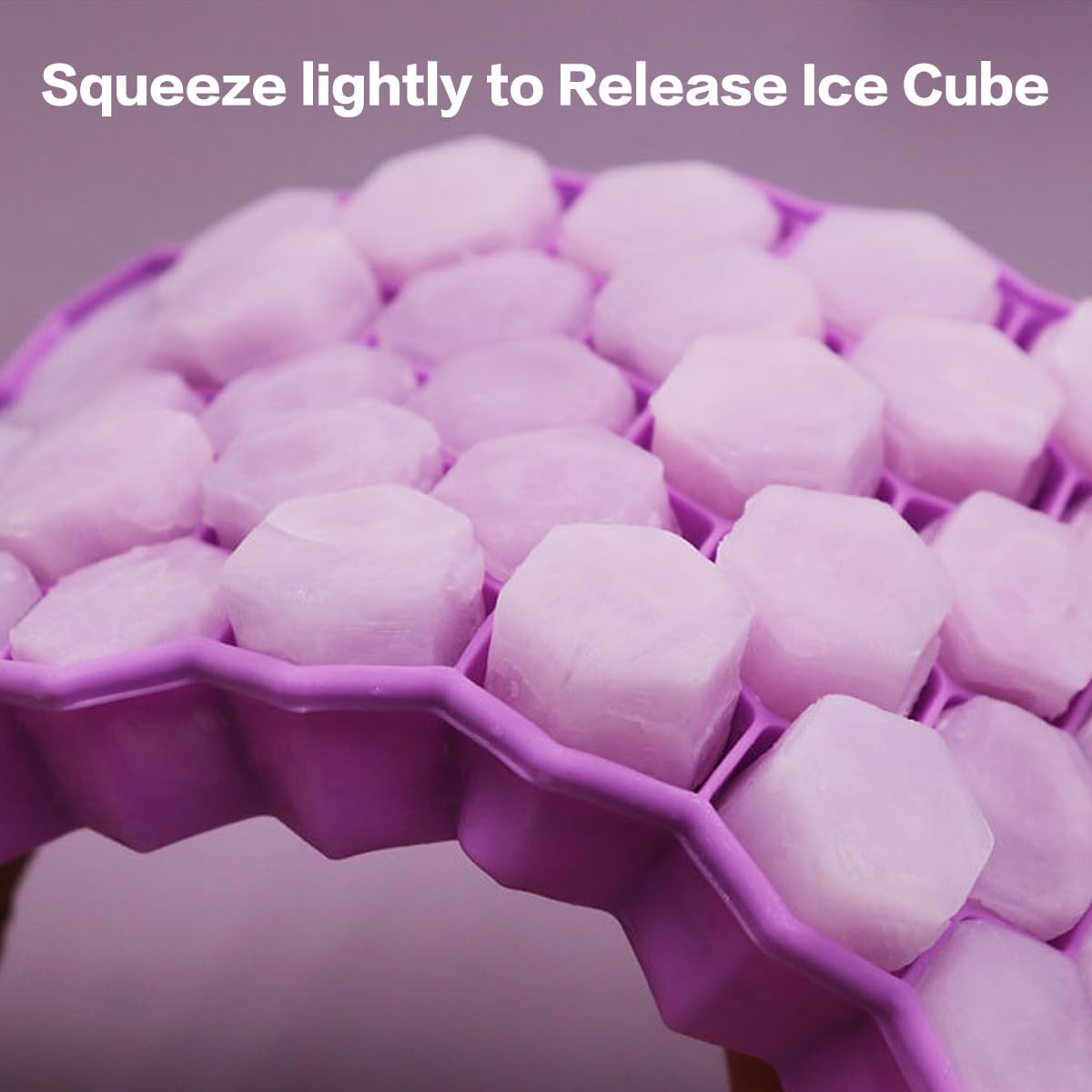Silicone Flexible Ice Cube Trays with Lid 37 Cubes Ice Trays for Chilled Drinks Whiskey Cocktails Stackable Honeycomb Shape Safe Ice Cube Trays Size 20X12X2cm