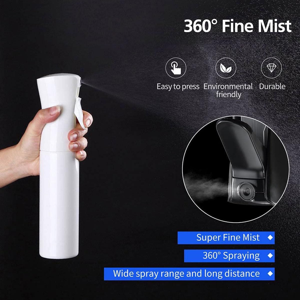 Continuous Spray Bottle Plastic Empty Hair Mist Sprayer Ultra Fine Water Mister for Hairstyling Cleaning Salons Plants Pet Care