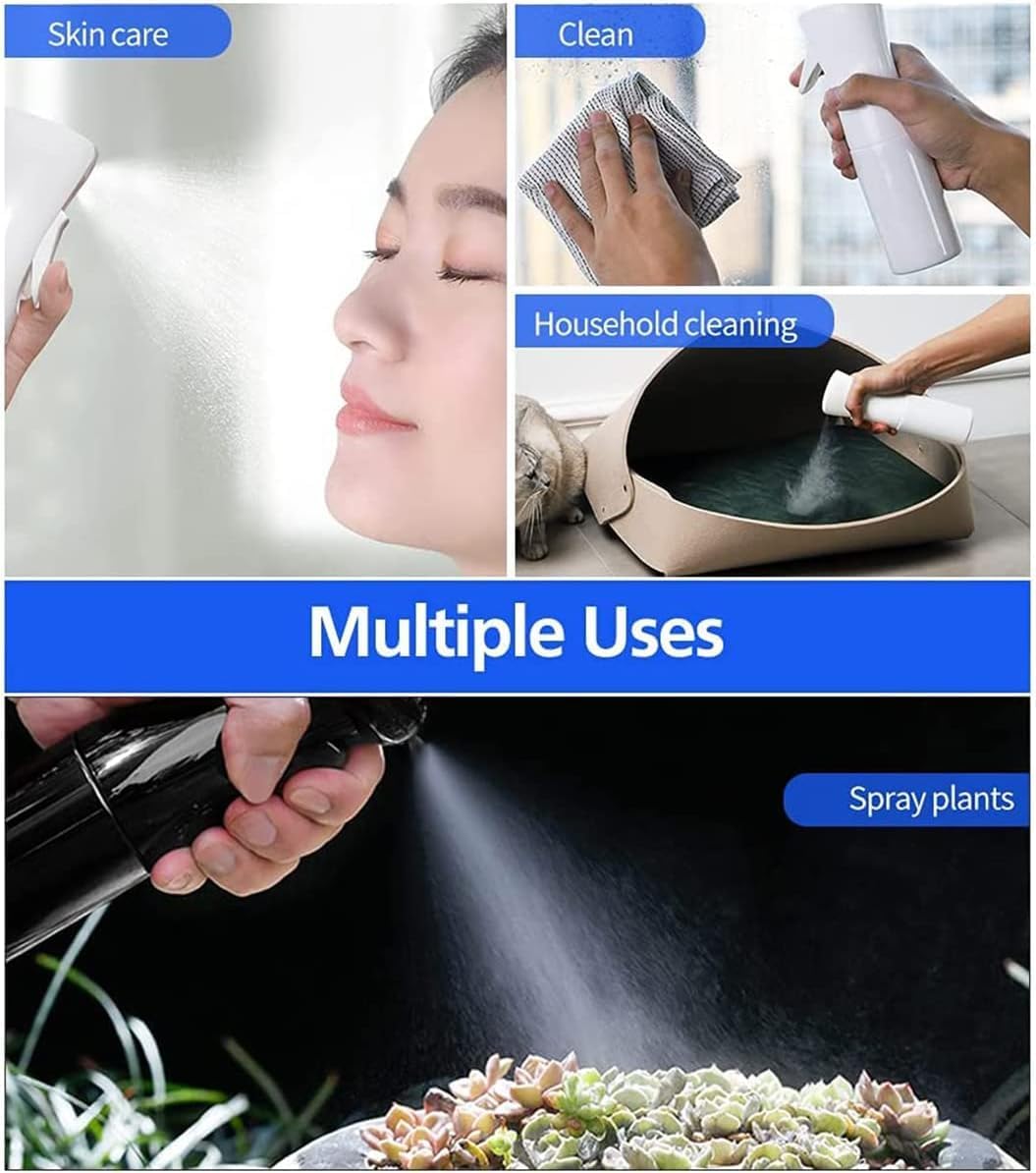 Continuous Spray Bottle Plastic Empty Hair Mist Sprayer Ultra Fine Water Mister for Hairstyling Cleaning Salons Plants Pet Care