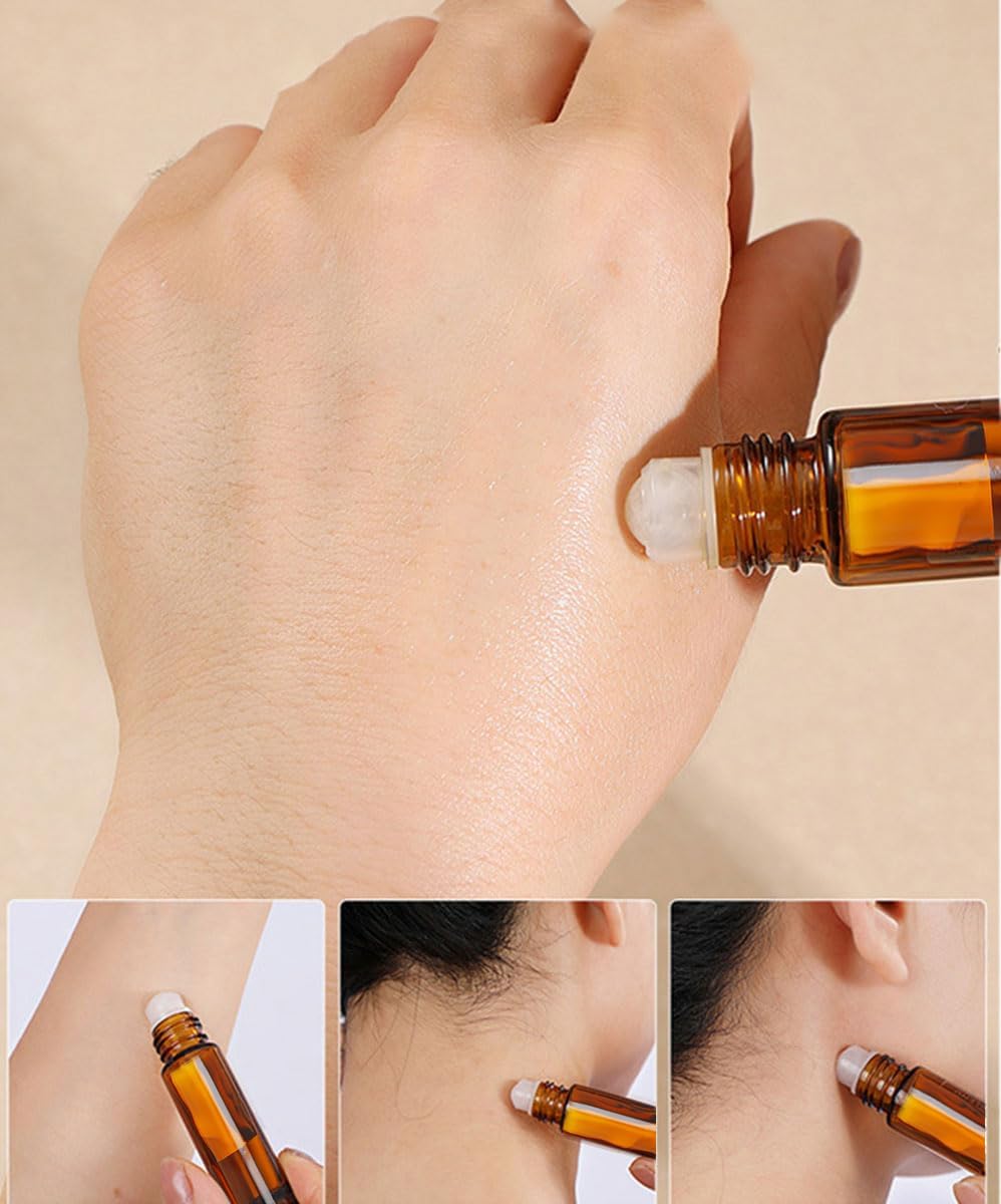 3PCS Essential Oil Roller Bottles Brown Glass Spray Bottles, 10ml Empty Refillable Glass Dropper Bottles for Skincare (1*Roll-on Bottle, 1*Spray Bottle, 1* Dropper Bottle)