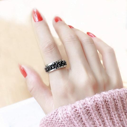 Spinner Ring for Men Women Silver Ring for Men Stainless Steel Ring Cool Titanium Fashion Ring Beer Bottle Opener Chain Rings