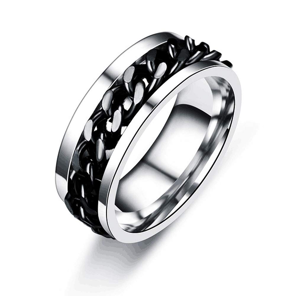 Spinner Ring for Men Women Silver Ring for Men Stainless Steel Ring Cool Titanium Fashion Ring Beer Bottle Opener Chain Rings