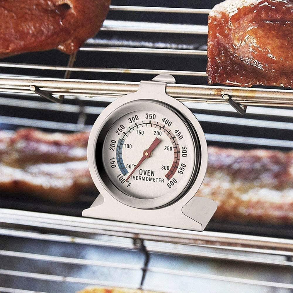 Oven Thermometers Large Dial Oven Grill Monitoring Cooking Thermometer with Dual-Scale 50-300°C/100-600°F for BBQ Baking, Hooks or Stands Alone