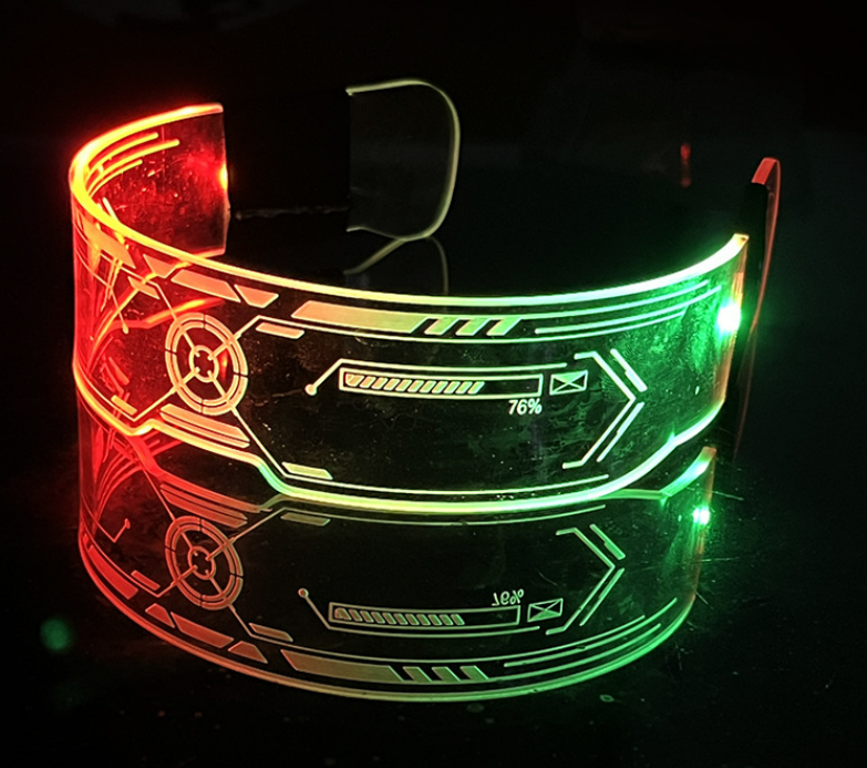Led Visor Glasses Light Up 7 Colors, Cyberpunk Glasses for Halloween Cosplay Party Bar Adults