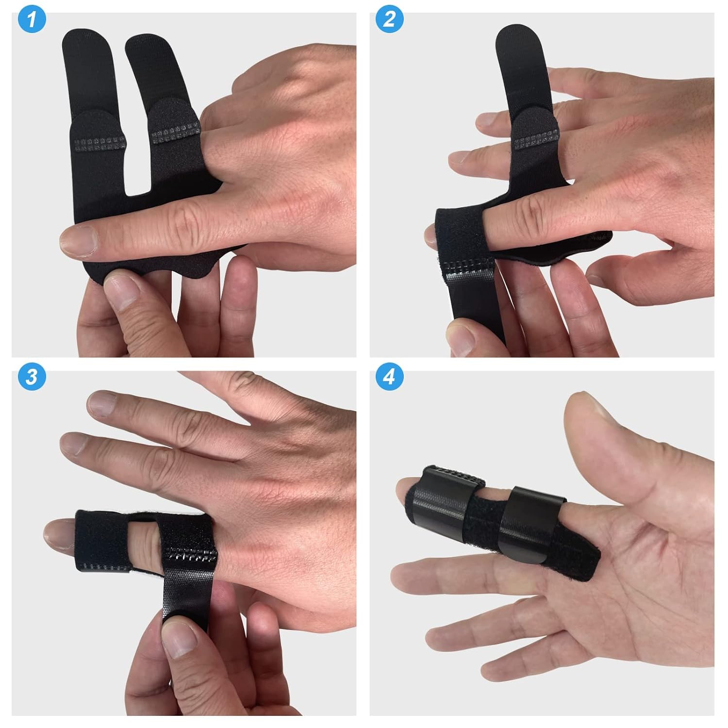 Finger Splints, 4 PCS Adjustable Trigger Mallet Finger Splints Brace Support, Broken Finger Straightener for Finger Pain Relief, Locking Finger