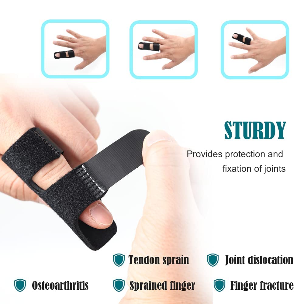 Finger Splints, 4 PCS Adjustable Trigger Mallet Finger Splints Brace Support, Broken Finger Straightener for Finger Pain Relief, Locking Finger