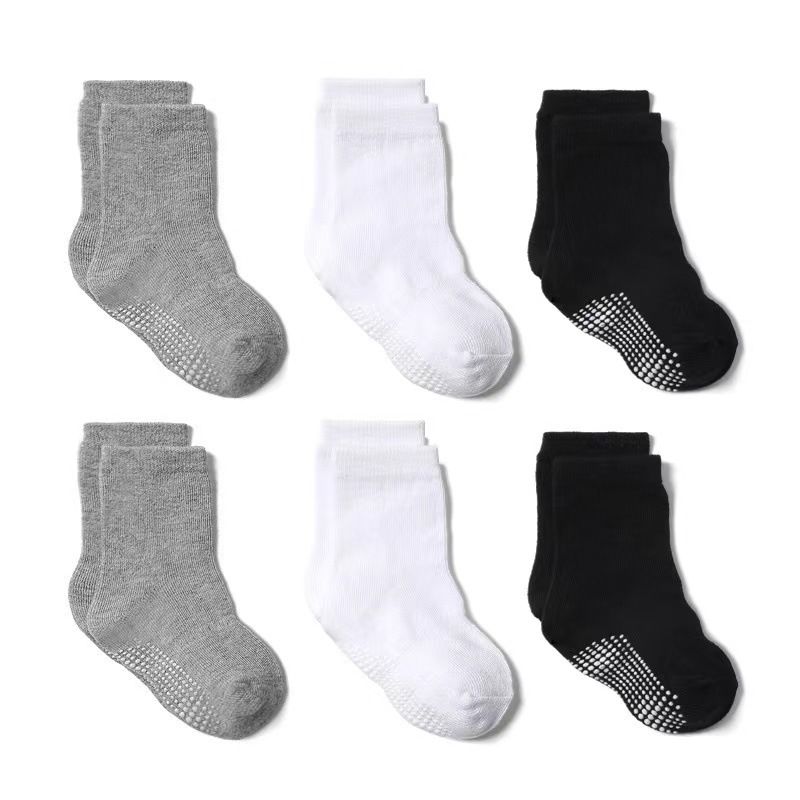 6 Pairs Baby Non Slip Grip Ankle Socks with Non Skid Soles for Infants Toddlers Kids Boys Girls