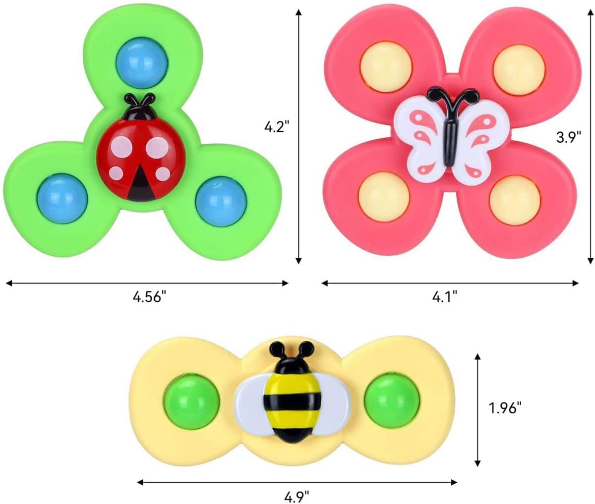 Suction Cup Spinner Toys,Dimple Suction Toy with Silicone Bubbles Release Stress and Anxiety Kids for Bath and Window,Suction Cup Fidget Spinner Baby Toys for 1 Years Old (Suction Cup Spinner)