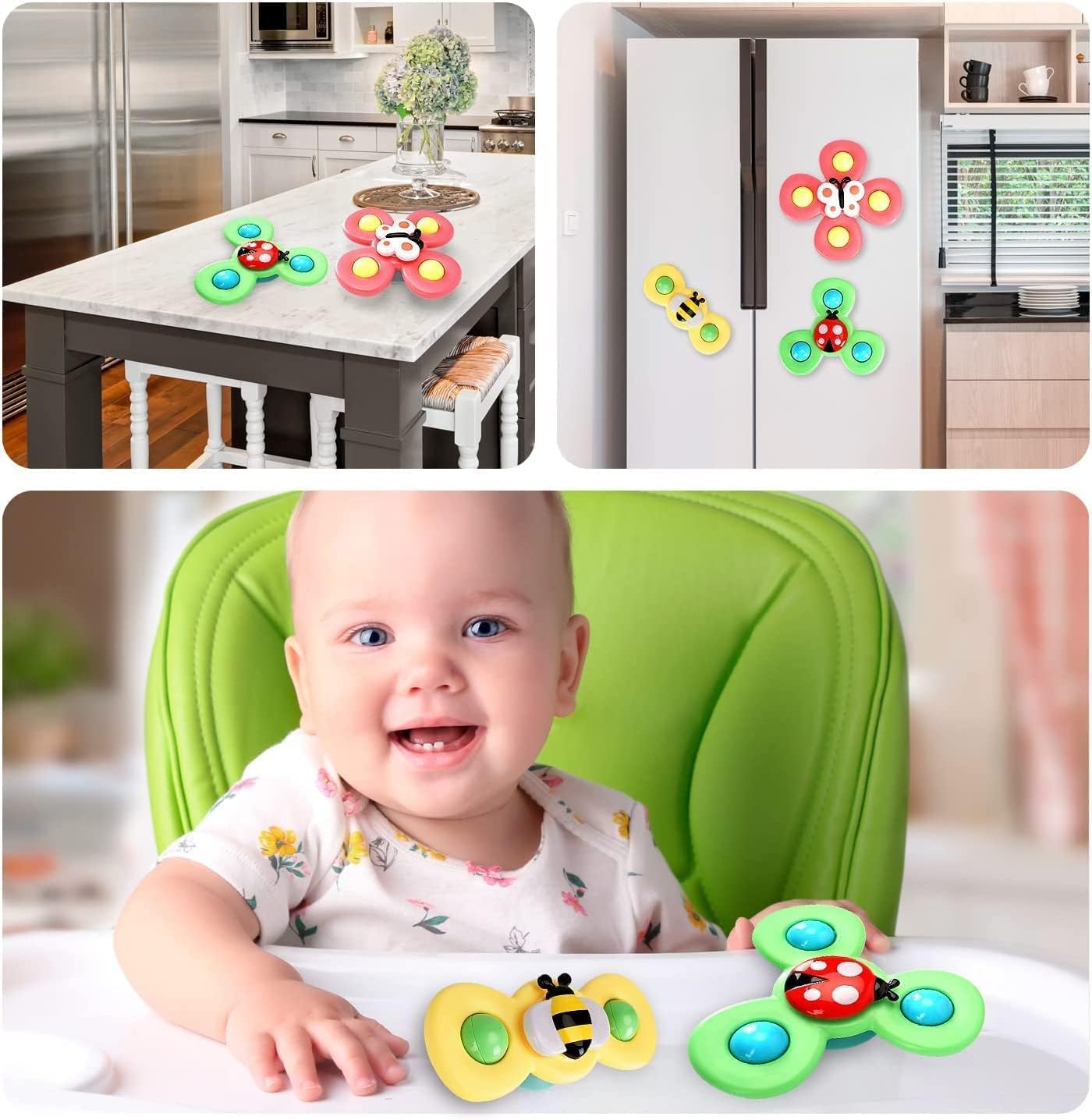 Suction Cup Spinner Toys,Dimple Suction Toy with Silicone Bubbles Release Stress and Anxiety Kids for Bath and Window,Suction Cup Fidget Spinner Baby Toys for 1 Years Old (Suction Cup Spinner)