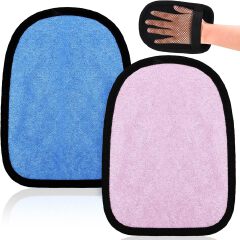 2 Pcs Sand Wipe Off Mitts, Beach Mitt Wipe Cleaner for Volleyball, Sandboxes, and Water Activities, Soft Towel Clean Sand from Skin Mitt Pack for Surf, Ocean and Lakeside Recreation(Pink, Blue)