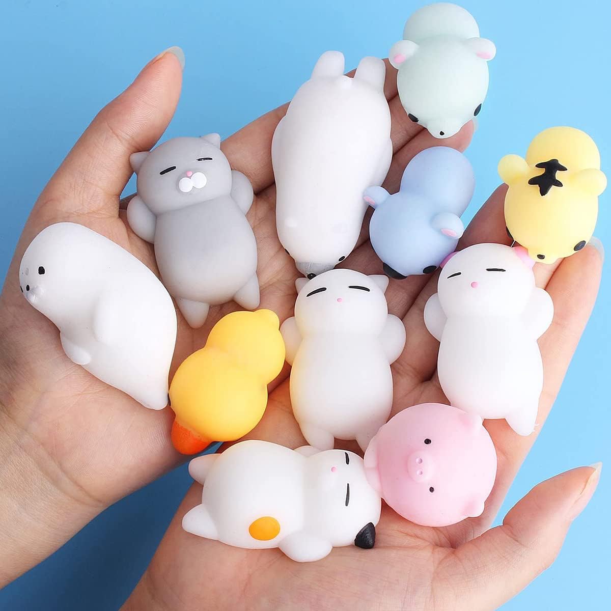 15pcs Mochi Toys Random Mini Kawaii Animals Stress Relief Toys Anxiety Reliever Fidget Toys for Kids Boys Girls Favors Gifts (Random)
