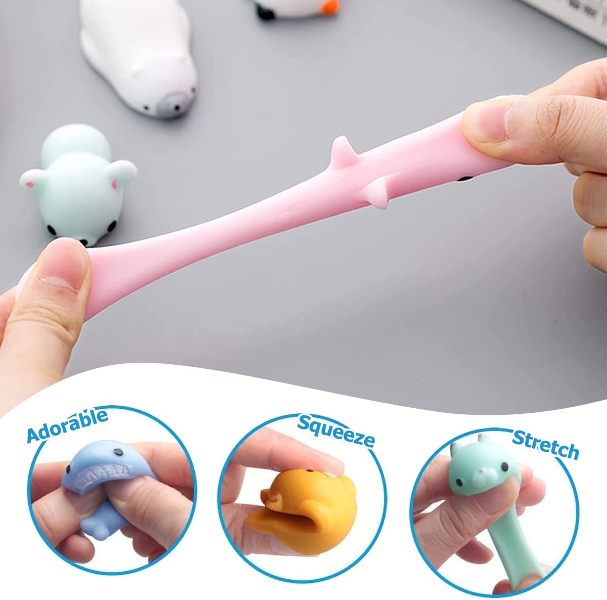 15pcs Mochi Toys Random Mini Kawaii Animals Stress Relief Toys Anxiety Reliever Fidget Toys for Kids Boys Girls Favors Gifts (Random)