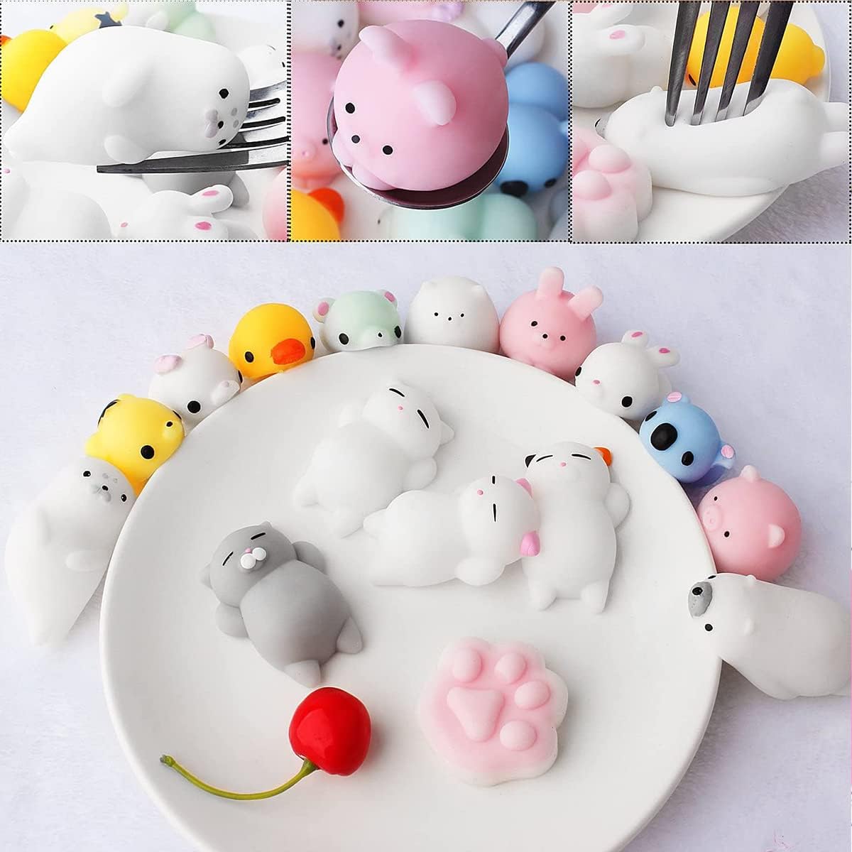 15pcs Mochi Toys Random Mini Kawaii Animals Stress Relief Toys Anxiety Reliever Fidget Toys for Kids Boys Girls Favors Gifts (Random)