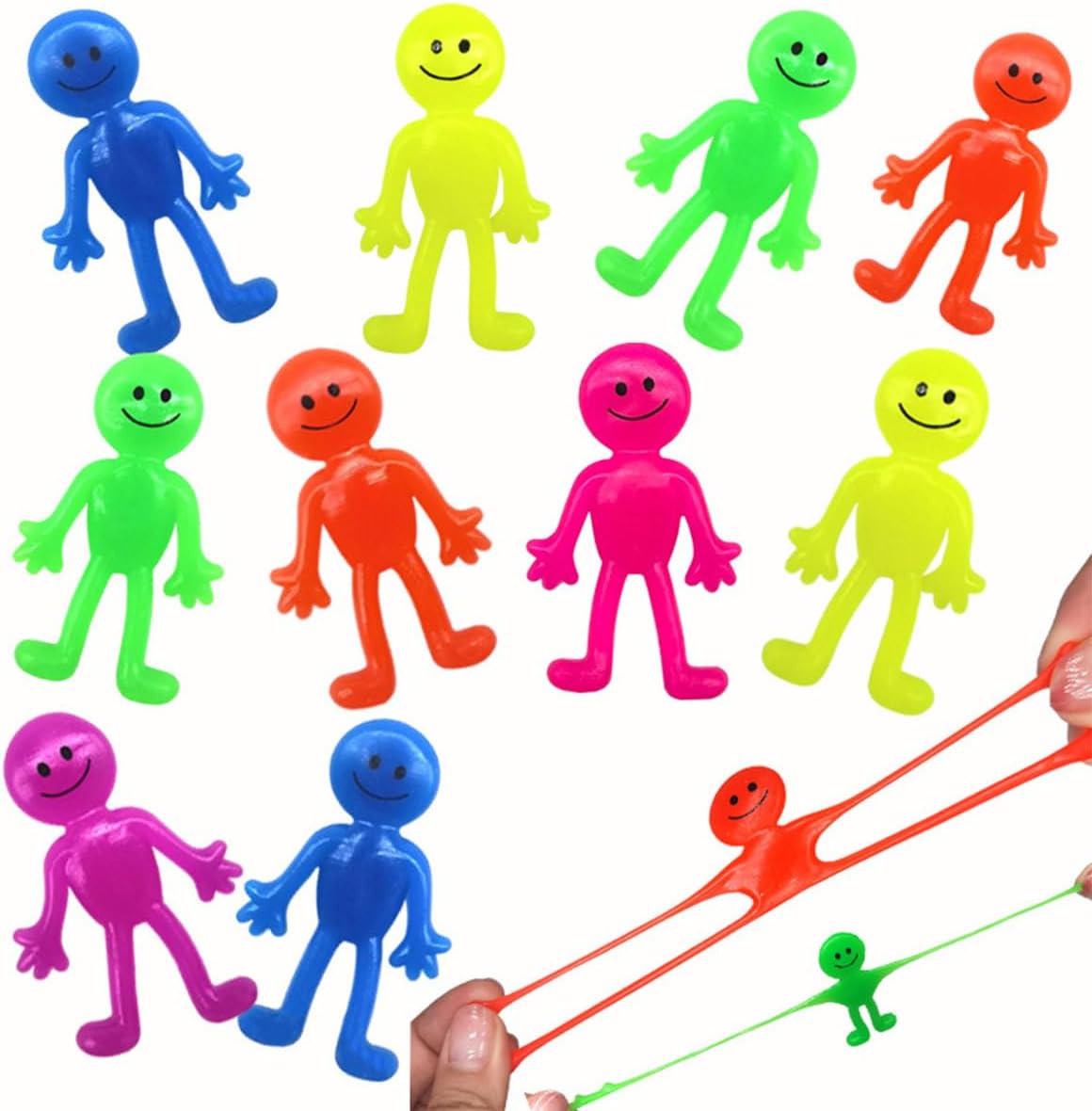 12 Pcs Sticky Bendable Man Toys Assorted Colors Kids' Party Favor Sets Fun Toys Stretchy Sticky Toy Treasure Box Toys for Classroom Prizes Birthday Party Supplies