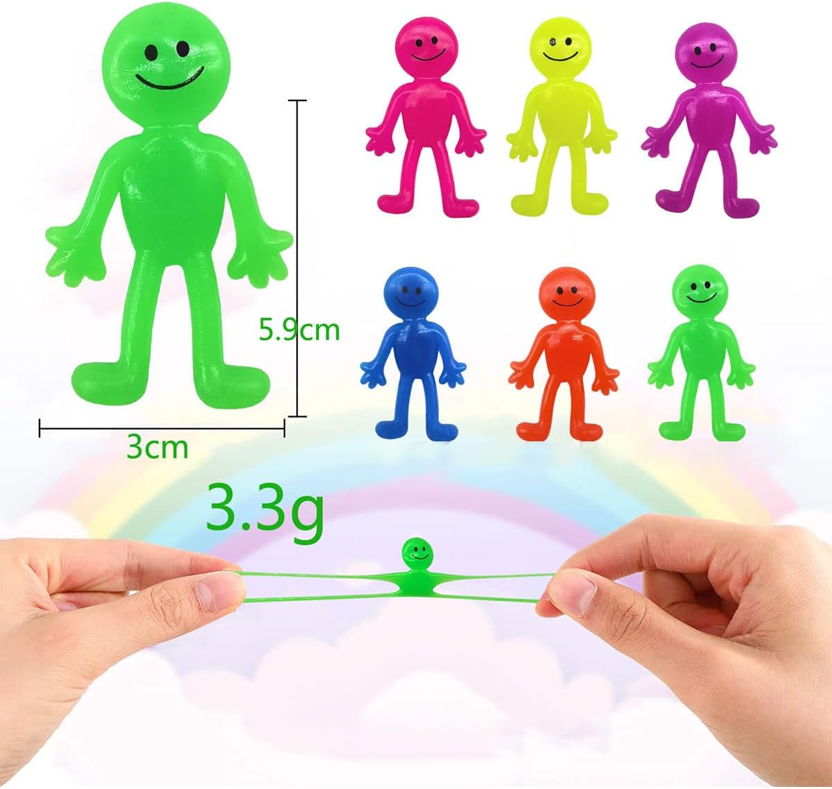 12 Pcs Sticky Bendable Man Toys Assorted Colors Kids' Party Favor Sets Fun Toys Stretchy Sticky Toy Treasure Box Toys for Classroom Prizes Birthday Party Supplies