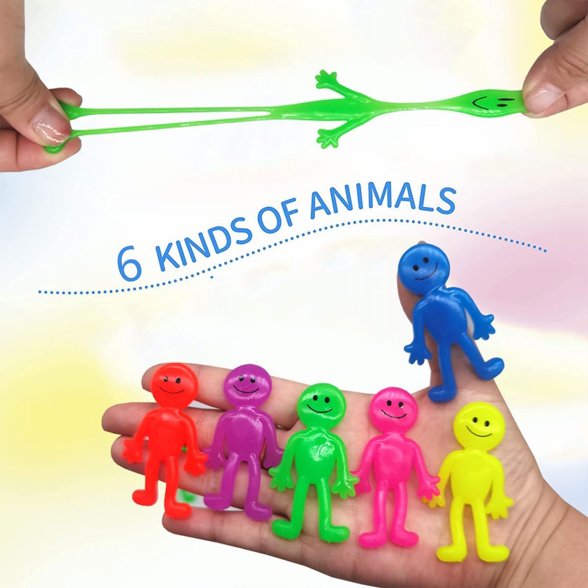 12 Pcs Sticky Bendable Man Toys Assorted Colors Kids' Party Favor Sets Fun Toys Stretchy Sticky Toy Treasure Box Toys for Classroom Prizes Birthday Party Supplies
