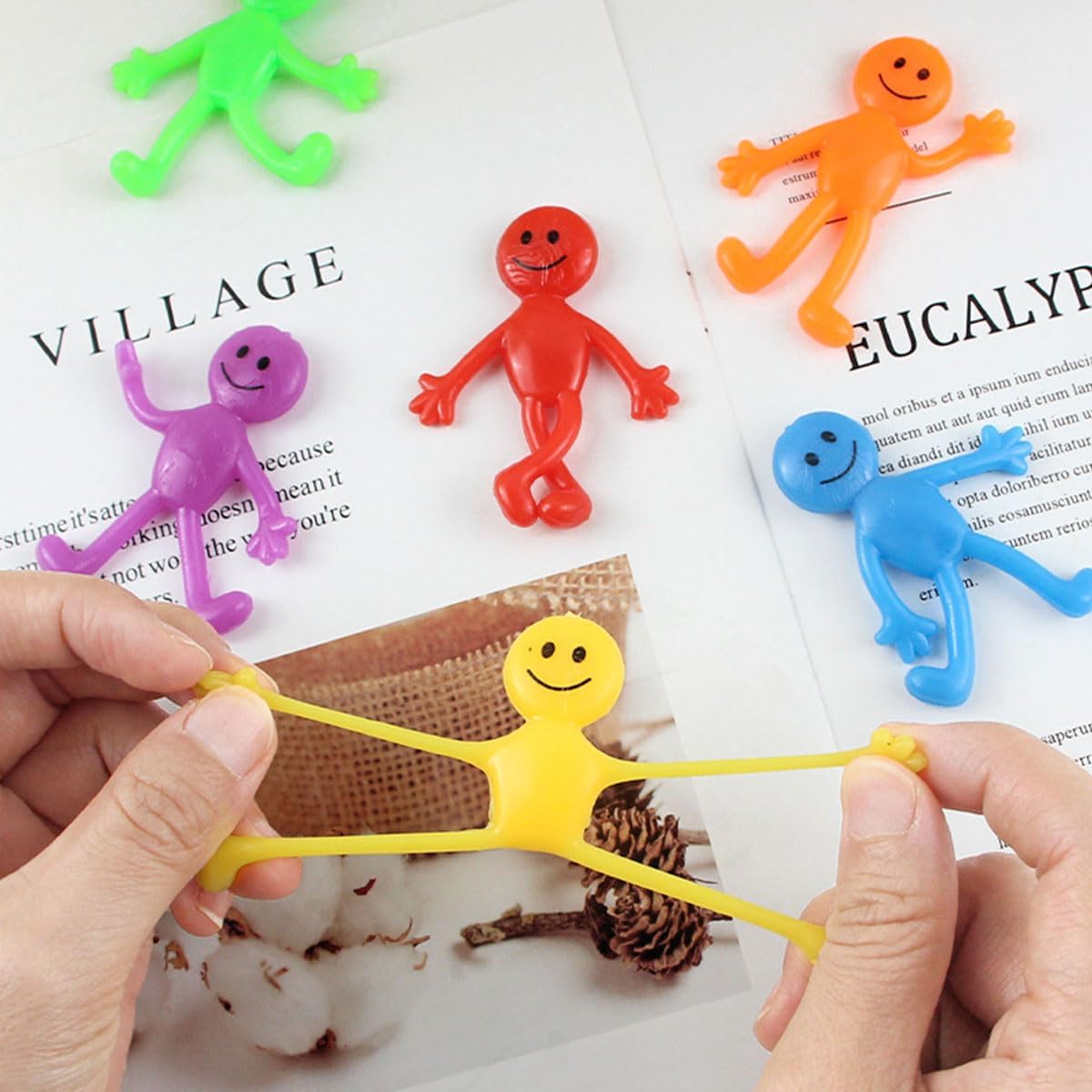12 Pcs Sticky Bendable Man Toys Assorted Colors Kids' Party Favor Sets Fun Toys Stretchy Sticky Toy Treasure Box Toys for Classroom Prizes Birthday Party Supplies