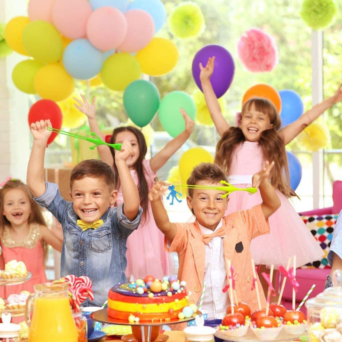 12 Pcs Sticky Bendable Man Toys Assorted Colors Kids' Party Favor Sets Fun Toys Stretchy Sticky Toy Treasure Box Toys for Classroom Prizes Birthday Party Supplies