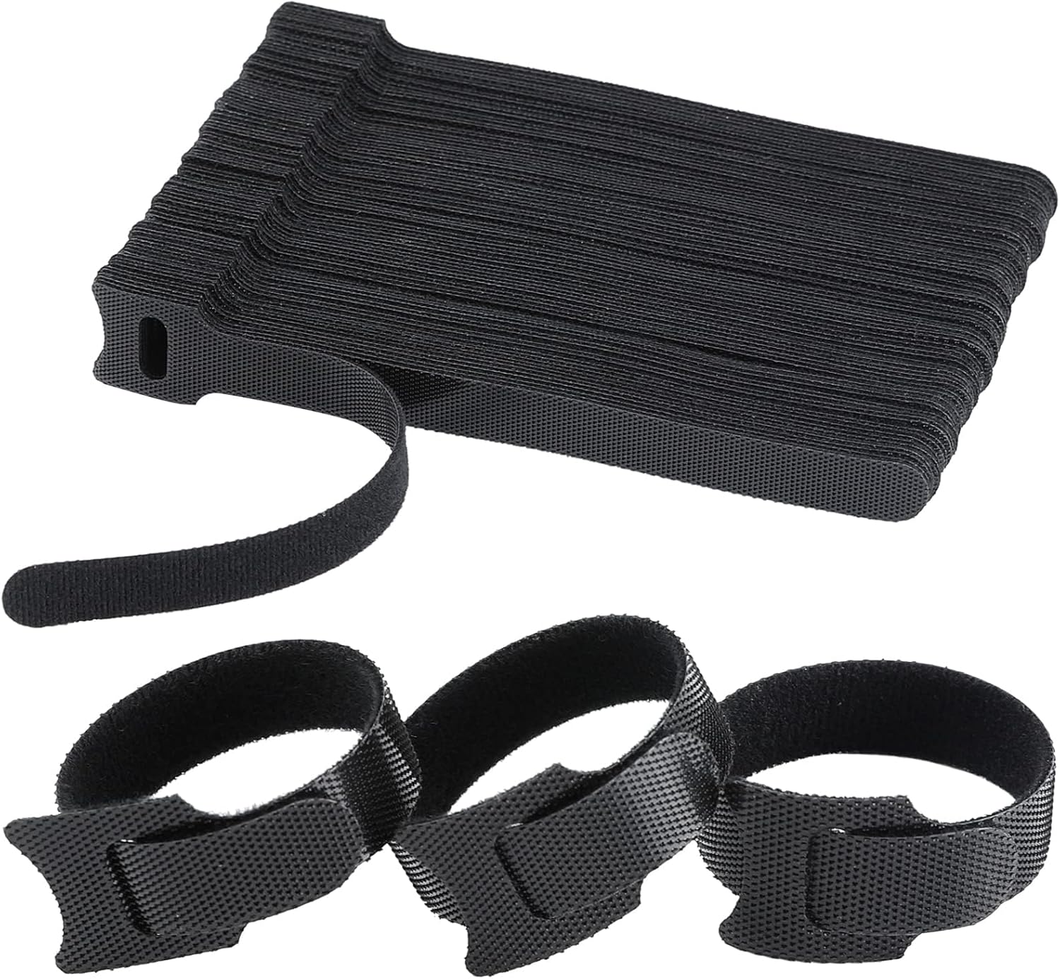 Reusable Cable Ties, 50 pcs Reusable Cable Organizer, Fastening Cord Wraps, Adjustable Cable Strap Hook and Loop Cord Ties, Under Desk Charging or Data Cables Management