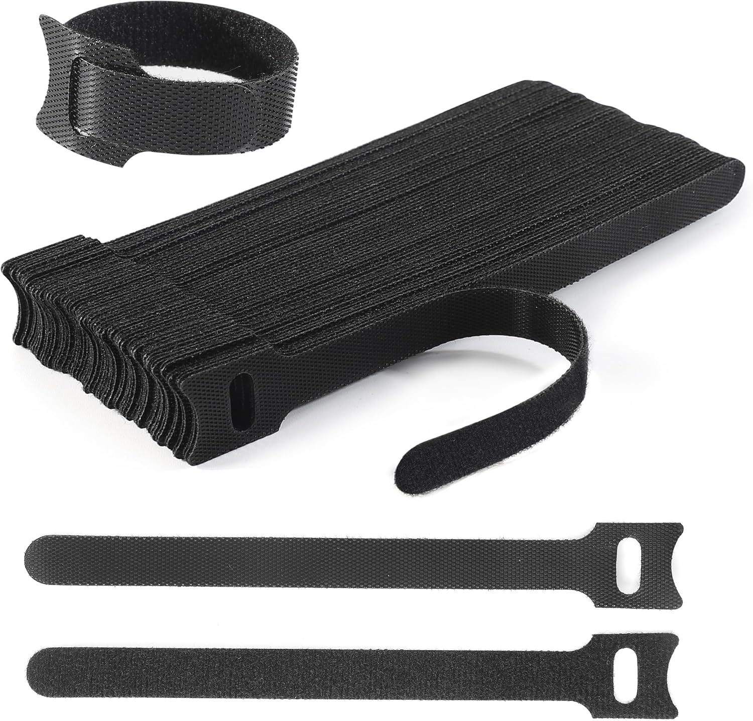 Reusable Cable Ties, 50 pcs Reusable Cable Organizer, Fastening Cord Wraps, Adjustable Cable Strap Hook and Loop Cord Ties, Under Desk Charging or Data Cables Management