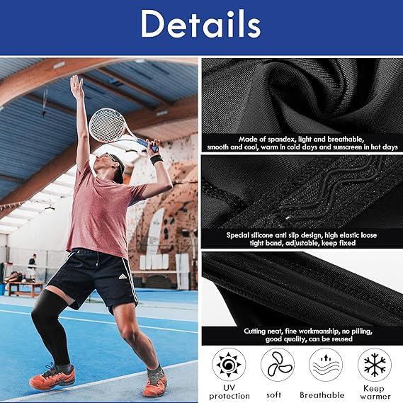 UV Protect Leg Sleeves 1 Pair Cooling Long Knee Sleeve for Men Women Sport Basketball Football