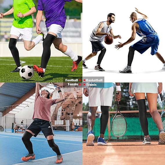 UV Protect Leg Sleeves 1 Pair Cooling Long Knee Sleeve for Men Women Sport Basketball Football