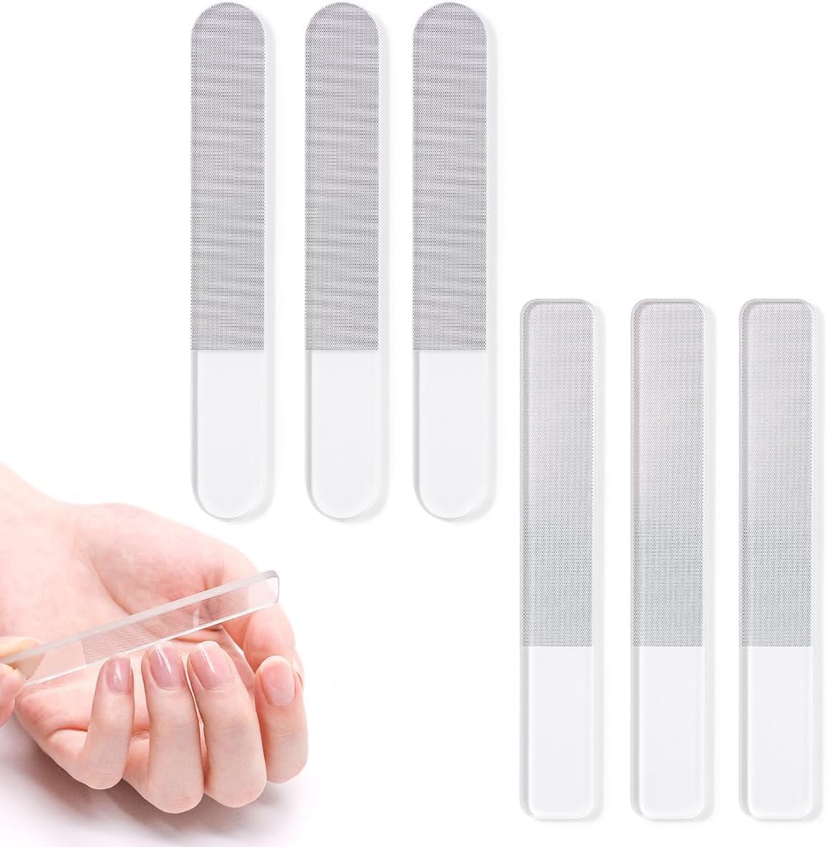 6PCS Nano Shiner Nail Files Nano Glass Nail Kit with Case for Natural Nails, Fine Crystal Nail Files Set Nail Shiner Polisher for Home/Salon Use