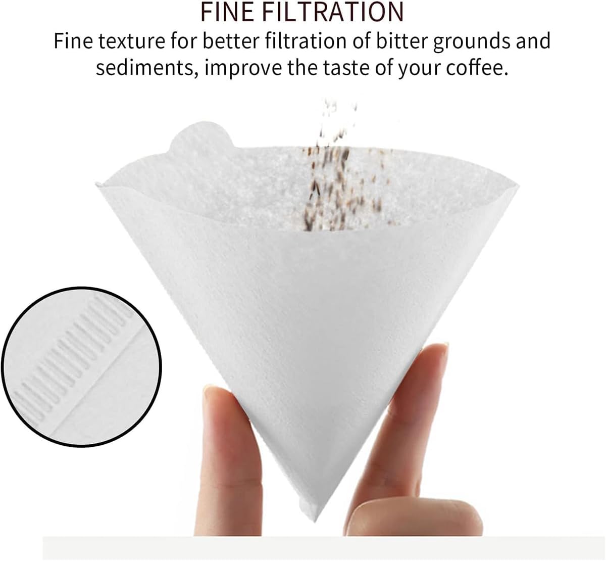 Coffee Filter Size 02 Cone Filters 100 Count, V60 V-Shaped Disposable Coffee Paper Filters 2-4 Cup, Cone Coffee Filters For Pour Over and Drip Coffee Maker Wood Fiber