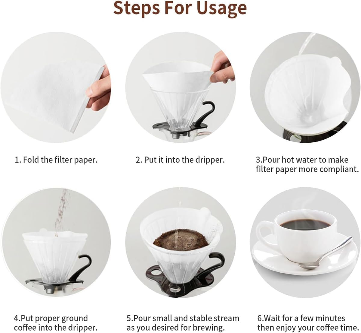 Coffee Filter Size 02 Cone Filters 100 Count, V60 V-Shaped Disposable Coffee Paper Filters 2-4 Cup, Cone Coffee Filters For Pour Over and Drip Coffee Maker Wood Fiber