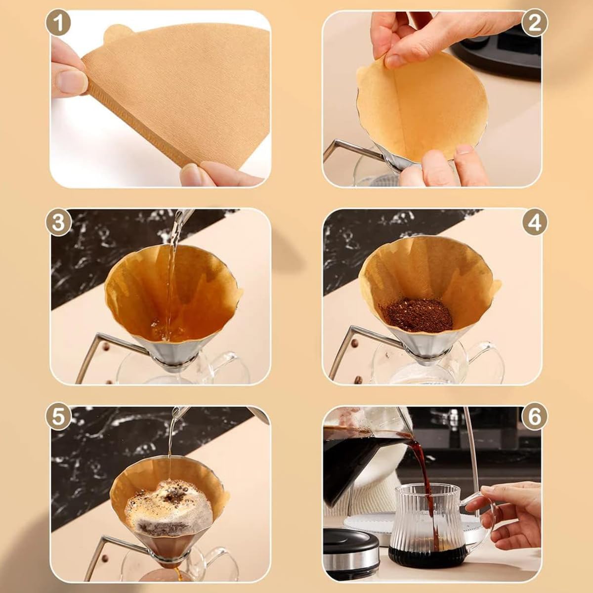 Coffee Filter Size 02 Cone Filters 100 Count, V60 V-Shaped Disposable Coffee Paper Filters 2-4 Cup, Cone Coffee Filters For Pour Over and Drip Coffee Maker Wood Fiber