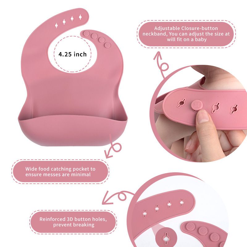 Silicone Baby Feeding Set | 5PCS Baby Led Weaning Supplies Self Feeding Utensils | Baby Bib, Divided Suction Plate, Bowl with Baby  Spoons Forks