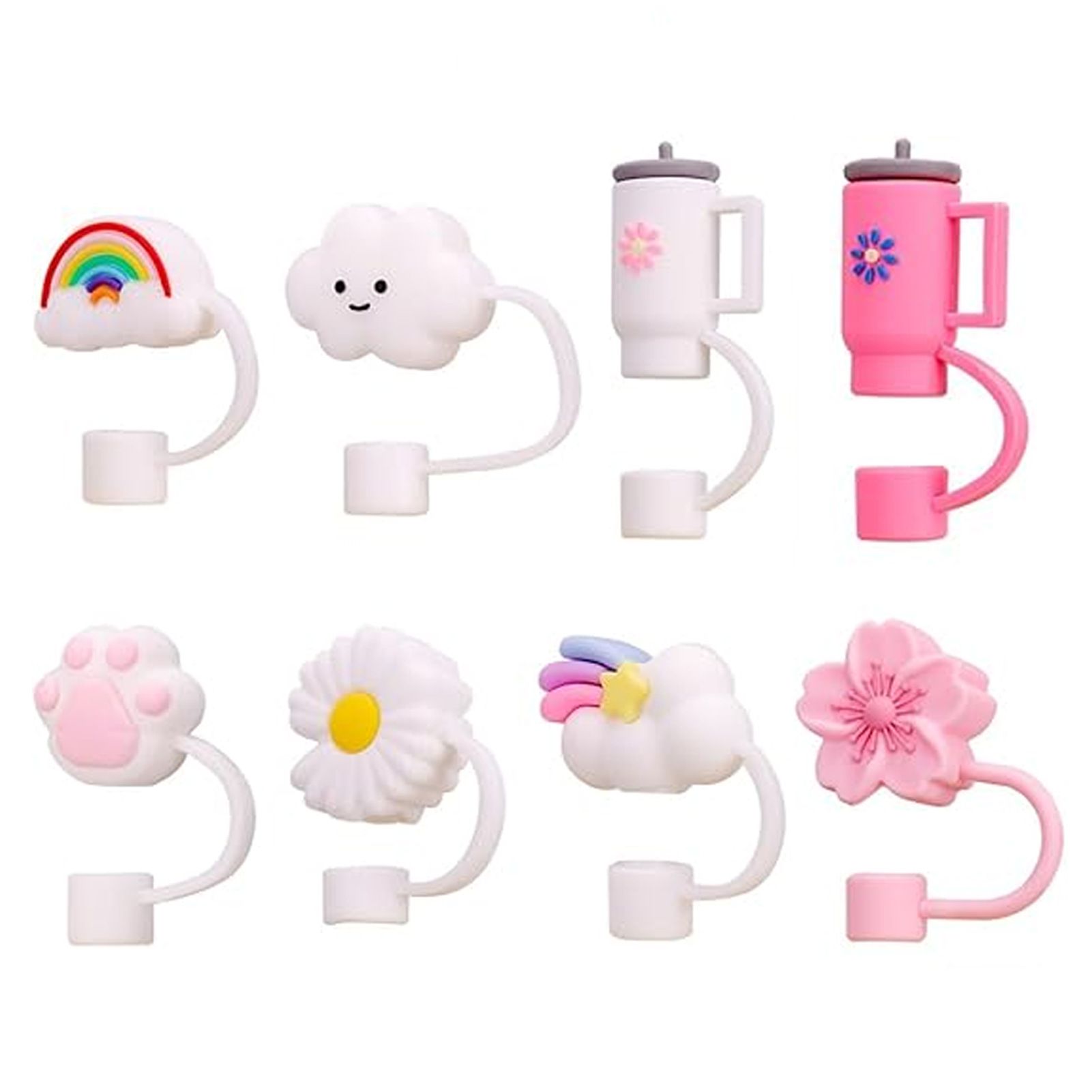 6/8PCS Straw Cover Cap for Stanley Cup,Straw Topper Compatible for 30&40 Oz Tumbler with Handle,10mm 0.4in Dust-Proof Reusable Straw Tips Lids,Straw Tip Covers for Party Decor PVC