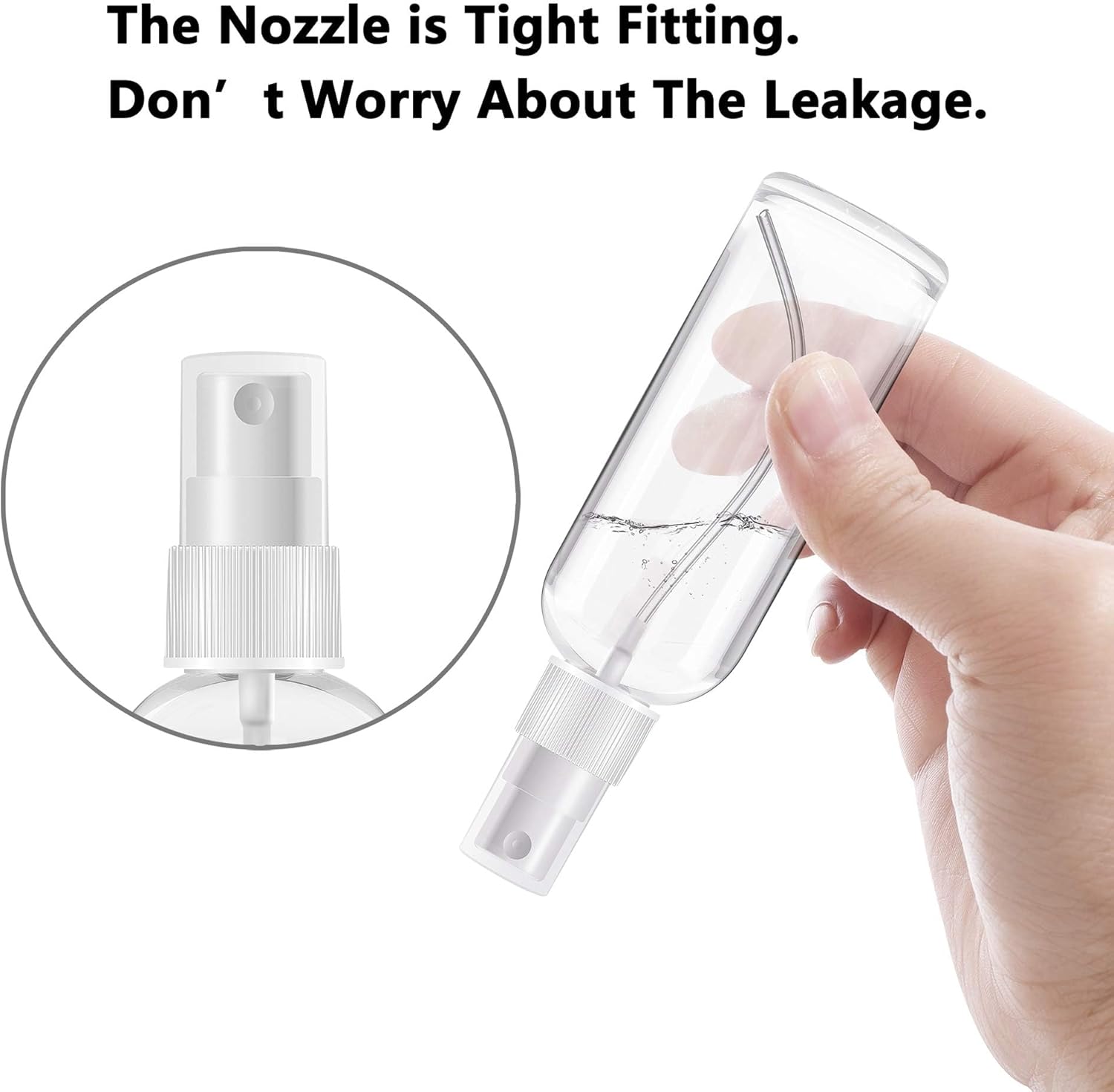 Plastic Spray Bottles, 2oz/50ml Plastic Spray Clear Empty Fine Mist Plastic Mini Travel Bottle Set Bottles Refillable Liquid Containers, Transparent White (3PACK)