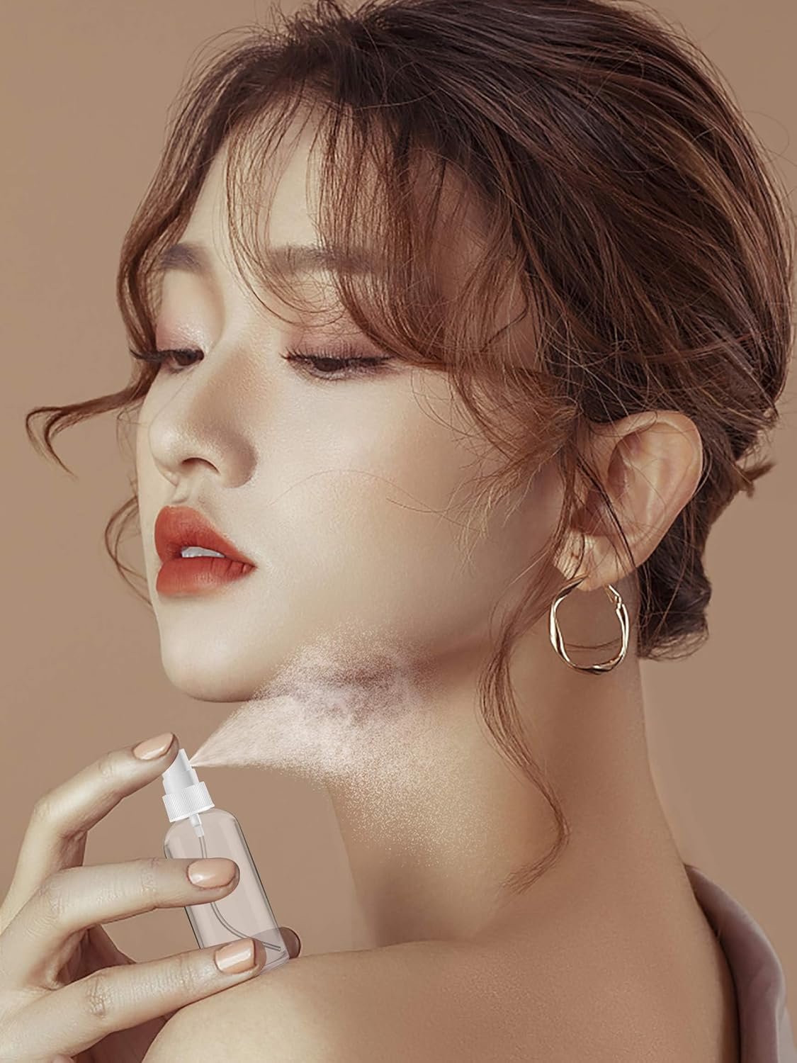 Plastic Spray Bottles, 2oz/50ml Plastic Spray Clear Empty Fine Mist Plastic Mini Travel Bottle Set Bottles Refillable Liquid Containers, Transparent White (3PACK)