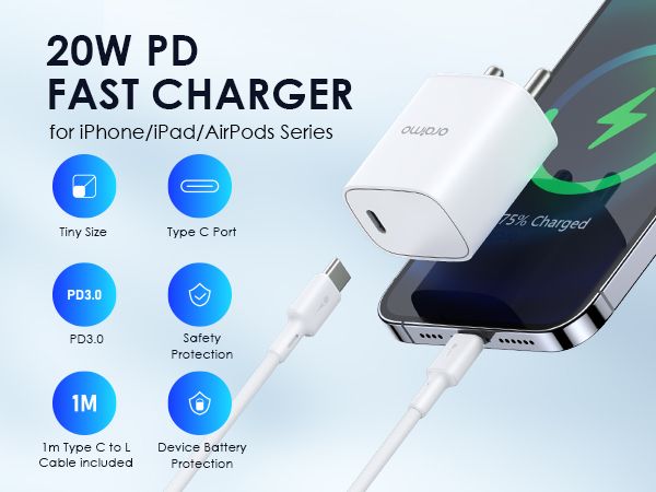 Oraimo 20W Type C Fast Charger PD 3.0 USB C Wall Adapter