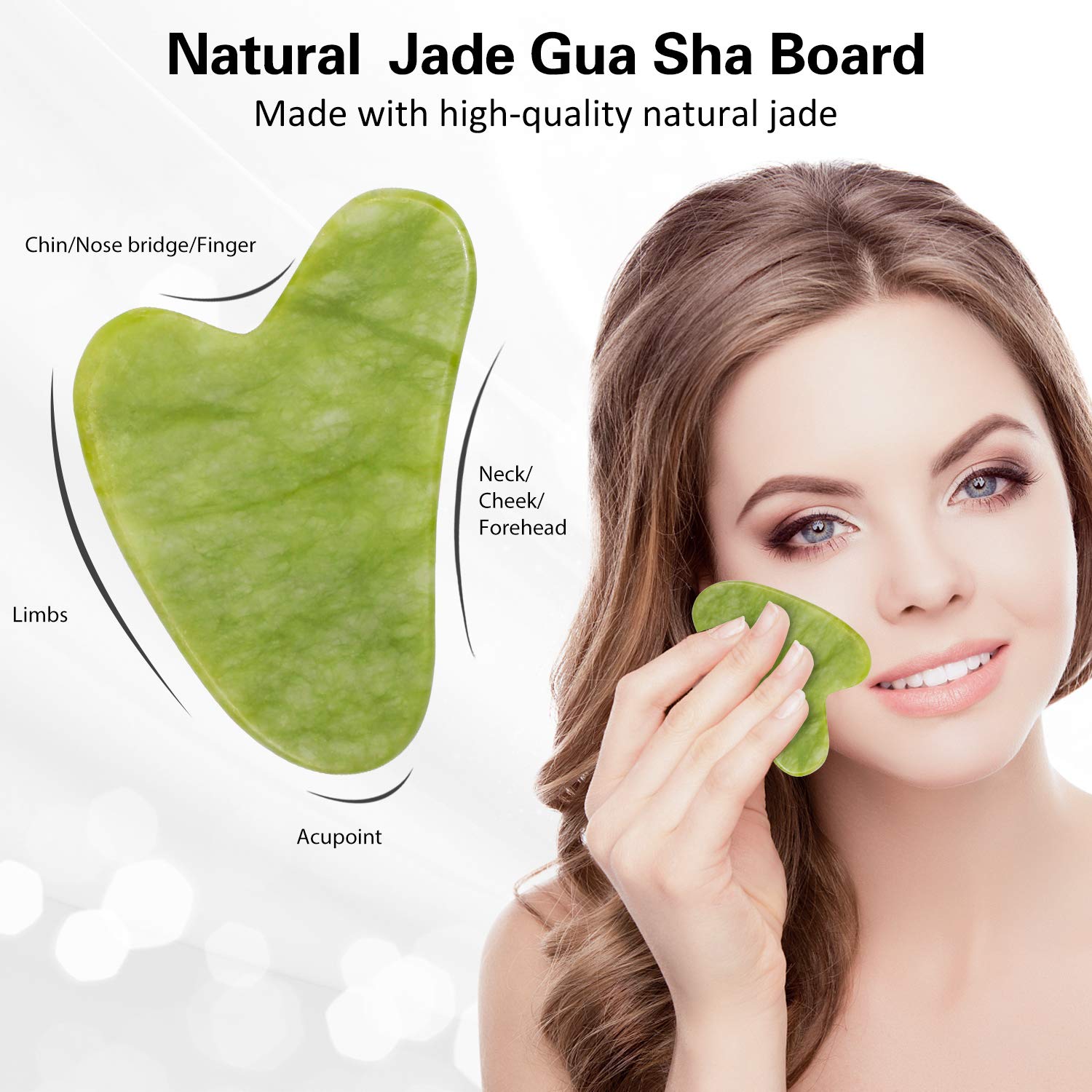 GUASHA NATURAL JADE GUSHA BOARD FOR FACE & BODY MASSAGE BEST FOR ANTI AGING ,WRINKLES ,YOUNG SKIN, GET RID OF PIGMENTATION & SPOTS ,FACE LIFTING ,REDUCE PUFFNESS &GLOWING SKIN NATURALLY