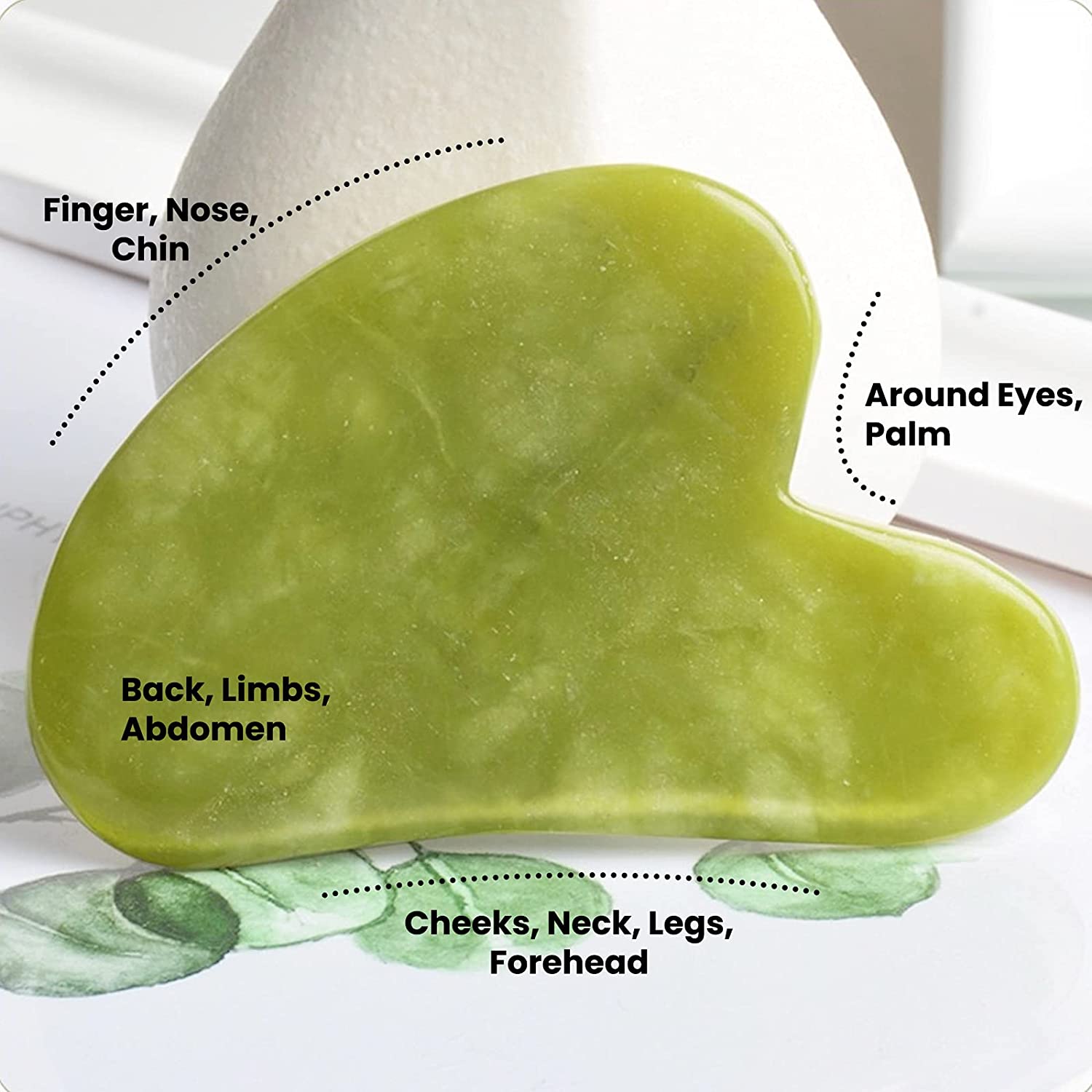 GUASHA NATURAL JADE GUSHA BOARD FOR FACE & BODY MASSAGE BEST FOR ANTI AGING ,WRINKLES ,YOUNG SKIN, GET RID OF PIGMENTATION & SPOTS ,FACE LIFTING ,REDUCE PUFFNESS &GLOWING SKIN NATURALLY