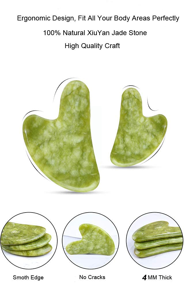 GUASHA NATURAL JADE GUSHA BOARD FOR FACE & BODY MASSAGE BEST FOR ANTI AGING ,WRINKLES ,YOUNG SKIN, GET RID OF PIGMENTATION & SPOTS ,FACE LIFTING ,REDUCE PUFFNESS &GLOWING SKIN NATURALLY