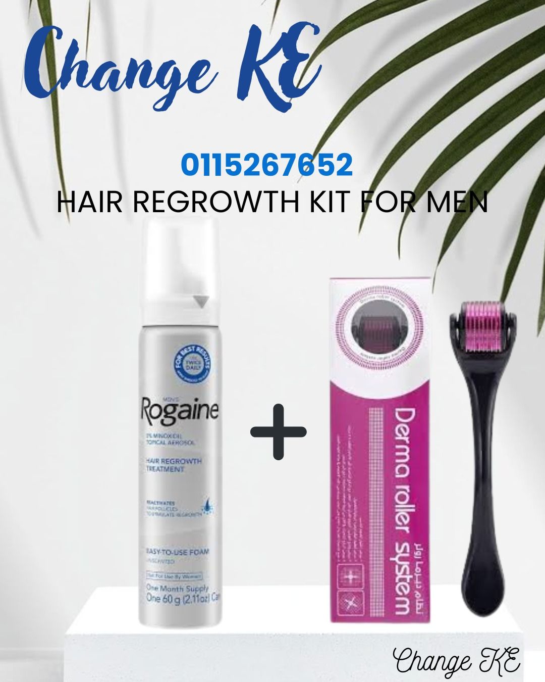 Original Men's Rogaine 5% Minoxidil Hair Regrowth Treatment Foam + 0.5 dermaroller ,1 month supply guaranteed results for HAIR LOSS REGROW HAIR $BEARDS REDUCE PATCHES GET RID OF BALDING& HAIR THINING