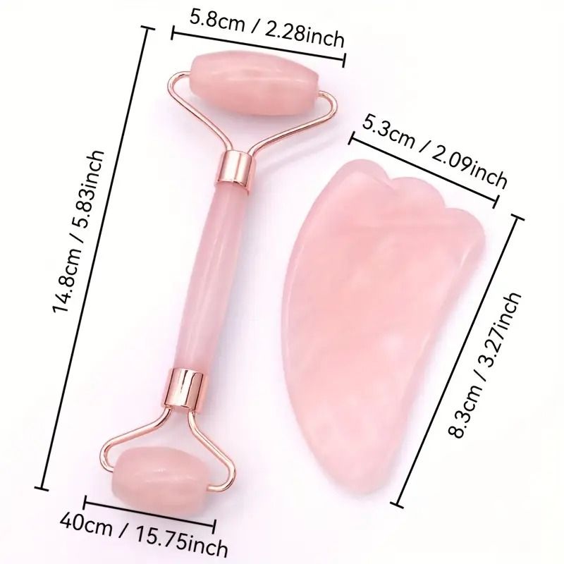 1pc 5-in-1 Natural Jade Gua Sha Facial Massage Set - Includes Roller and Gua Sha Tool, for Face, Neck, Body, Reduces Puffiness and Wrinklesreduce lines & dark circles,softens smile lines,Glows skin
