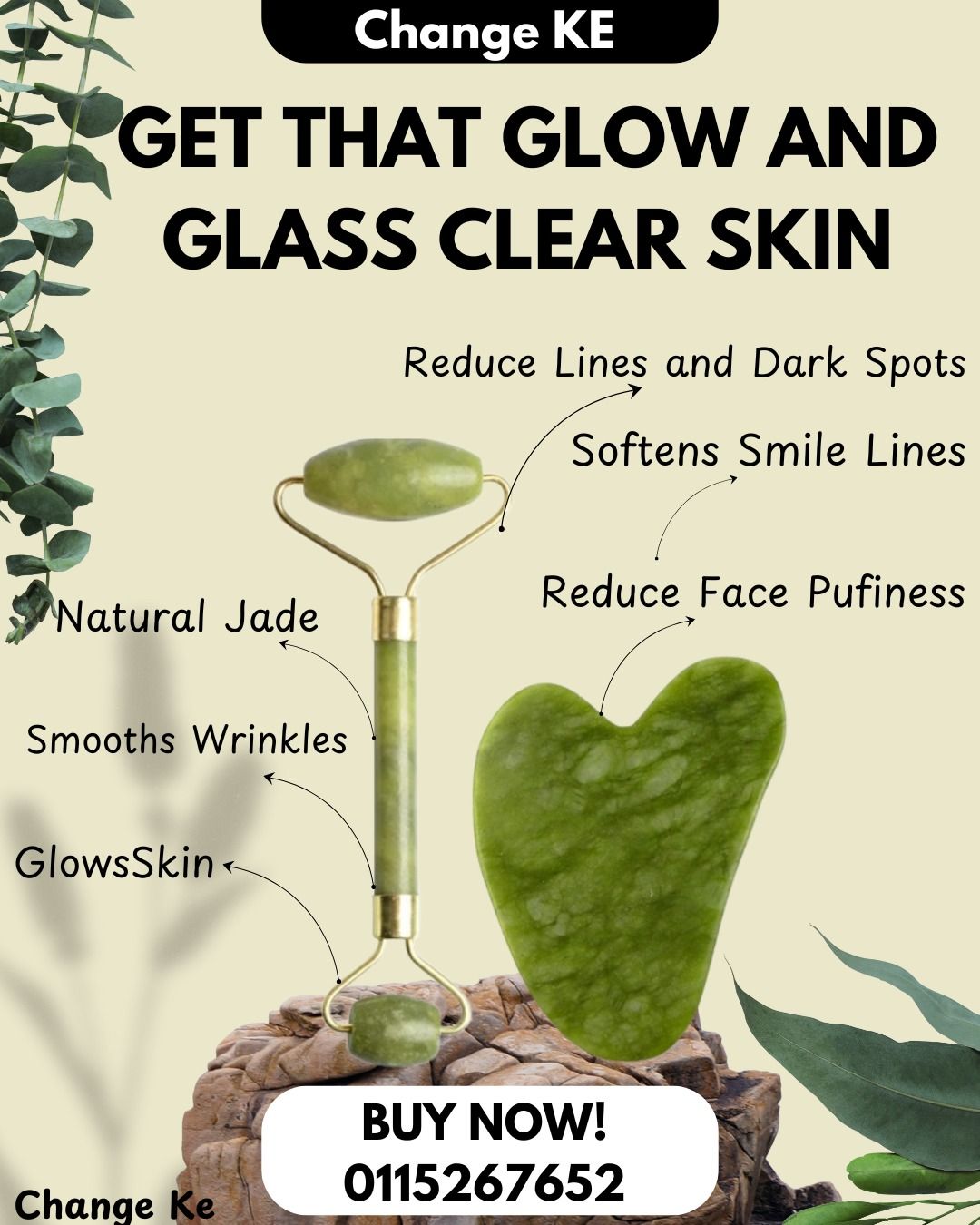 1pc 5-in-1 Natural Jade Gua Sha Facial Massage Set - Includes Roller and Gua Sha Tool, for Face, Neck, Body, Reduces Puffiness and Wrinklesreduce lines & dark circles,softens smile lines,Glows skin