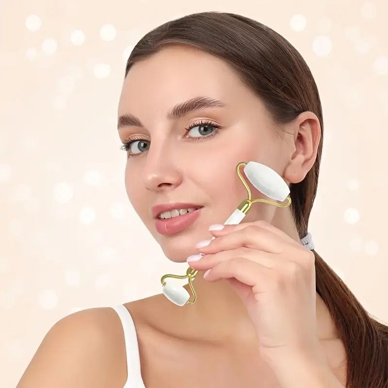 1pc 5-in-1 Natural Jade Gua Sha Facial Massage Set - Includes Roller and Gua Sha Tool, for Face, Neck, Body, Reduces Puffiness and Wrinklesreduce lines & dark circles,softens smile lines,Glows skin